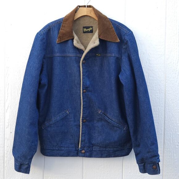 Vtg 70s Wrangler Women Denim Jacket L42 10oz Sherpa Western Cowboy Trucker Ranch - Picture 1 of 9